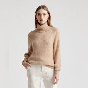 Quince | Camel Tan Soft Baby Alpaca-Wool Turtleneck XS Quiet Luxury Cozy Winter
